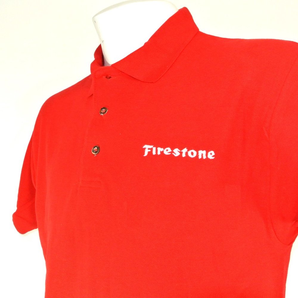 FIRESTONE TIRE Automotive Red Polo Shirt Employee Uniform NEW Size L Large